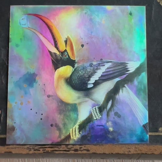 Holographic sticker "Fancy Tea Bird"